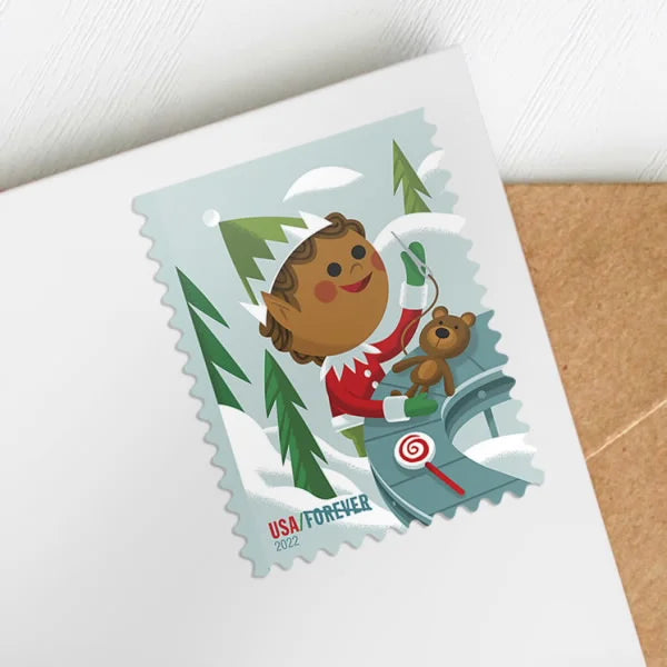 Forever Stamps 2022 Holiday Elves-Holiday Celebration, First-Class Postage