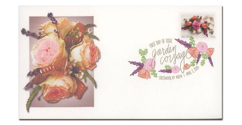 Two-Ounce Stamps 2020 Garden Corsage-Wedding Mail, First-Class Rate