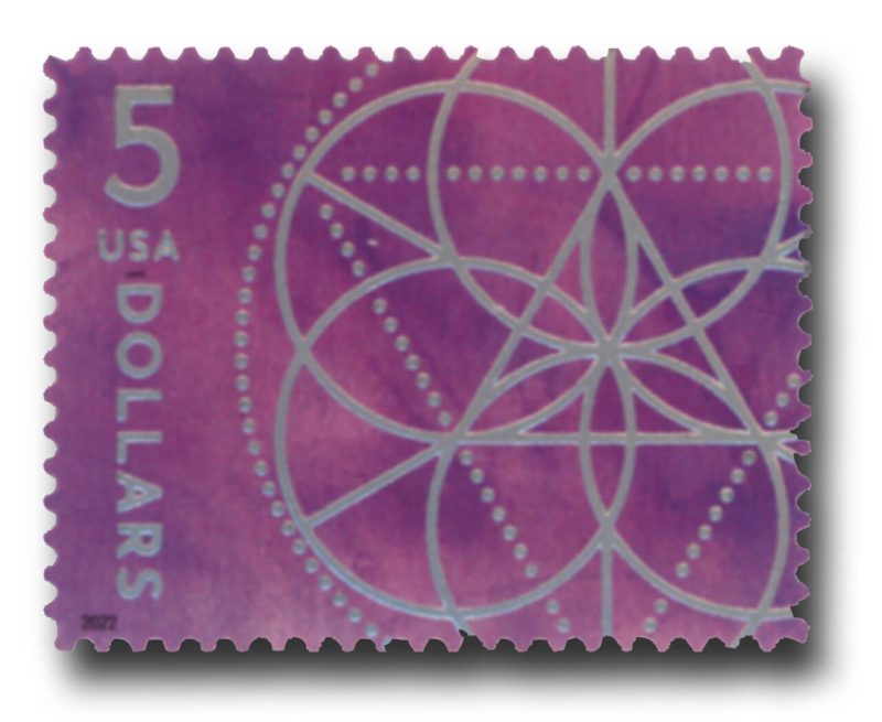 First Class Stamps 2022 Floral Geometry-Art Collection, $5 Postage