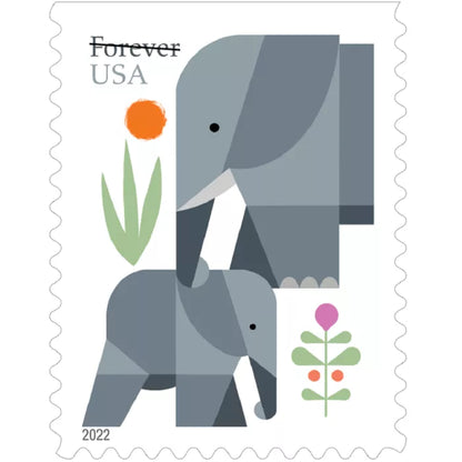 Forever Stamps 2022 Elephants-Nature Series, First-Class Postage