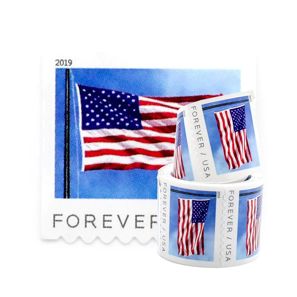 Flag Forever Stamps-100 Rolls Coil (Self-Adhesive)-10,000 Stamps