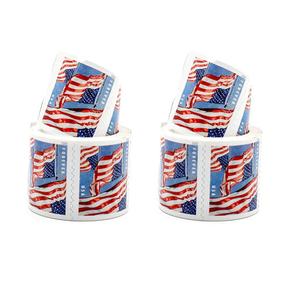 Flag Forever Stamps-10 Rolls Coil (Self-Adhesive)-1000 Stamps