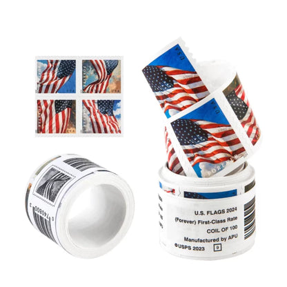 Flag Forever Stamps-10 Rolls Coil (Self-Adhesive)-1000 Stamps