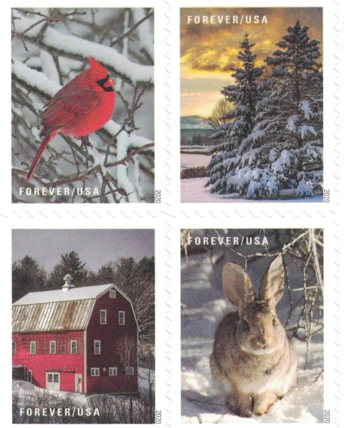 Forever Stamps 2020 Winter Scenes-Seasonal Celebration, First-Class Postage
