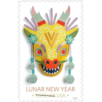 Forever Stamps 2024 Lunar New Year Dragon-Holiday Celebration, First-Class Postage