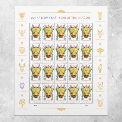 Forever Stamps 2024 Lunar New Year Dragon-Holiday Celebration, First-Class Postage