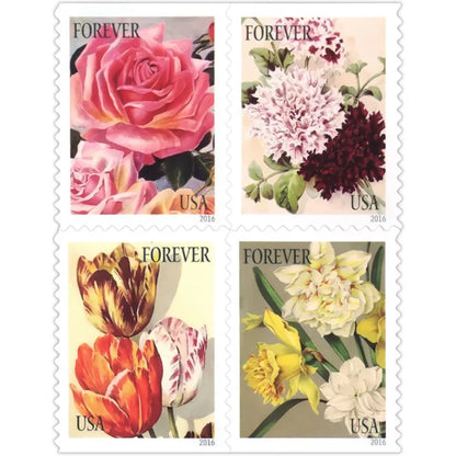Forever Stamps 2016 Botanical Art-Flower Illustration Collection, First-Class Postage