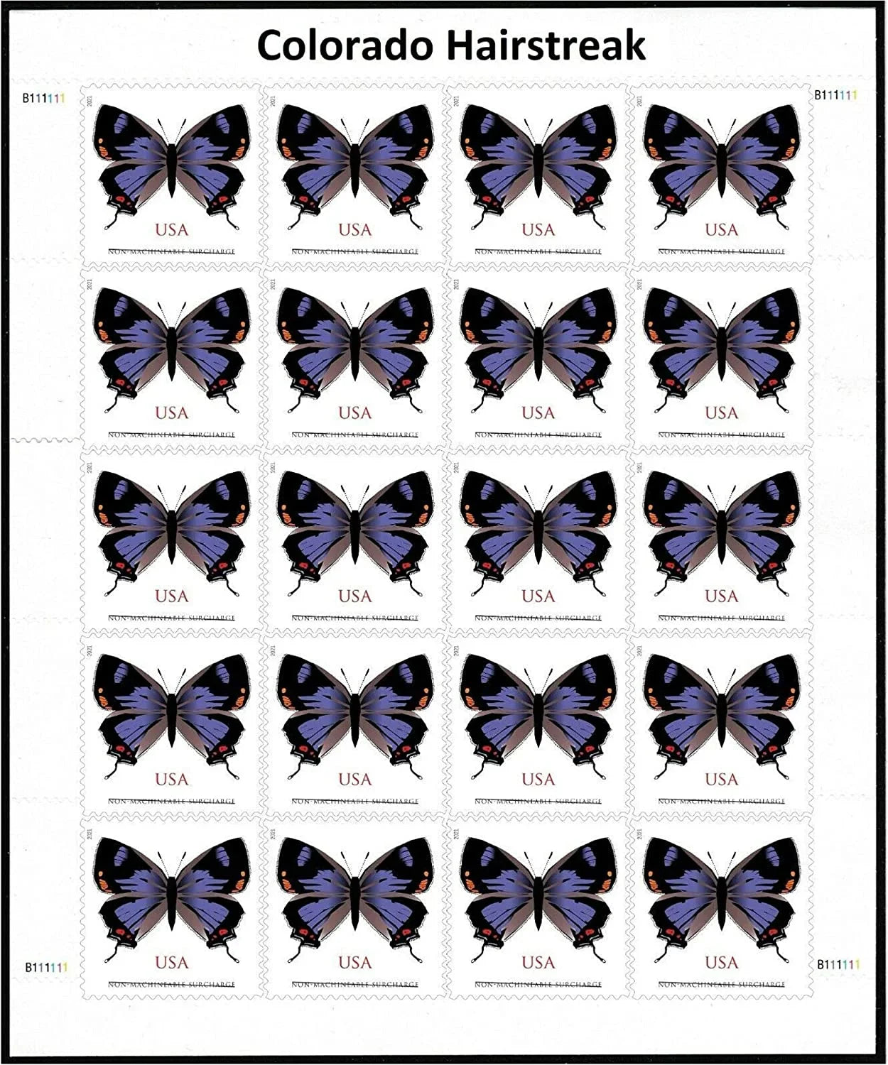 $1.12 Stamps 2021 Colorado Hairstreak Butterfly-Non-Machinable Surcharge, First-Class Rate