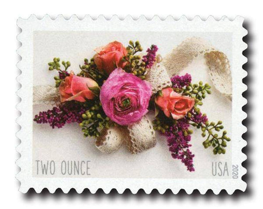 Two-Ounce Stamps 2020 Garden Corsage-Wedding Mail, First-Class Rate