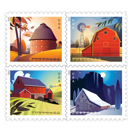 Postcard Stamps 2021 Barns-Rural America Series, Postcard Rate