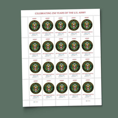 Forever Stamps 2025 Army-250 Years of Service, Honor & Service, First-Class Postage