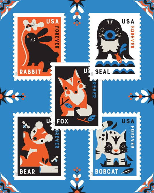 Forever Stamps 2025 Baby Wild Animals-Nature Series, First-Class Postage